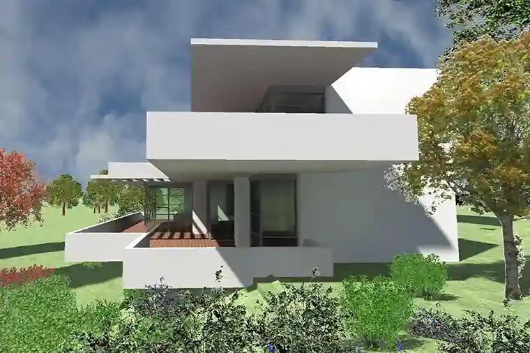 Villa contemporaine, vue 3 D latérale droite